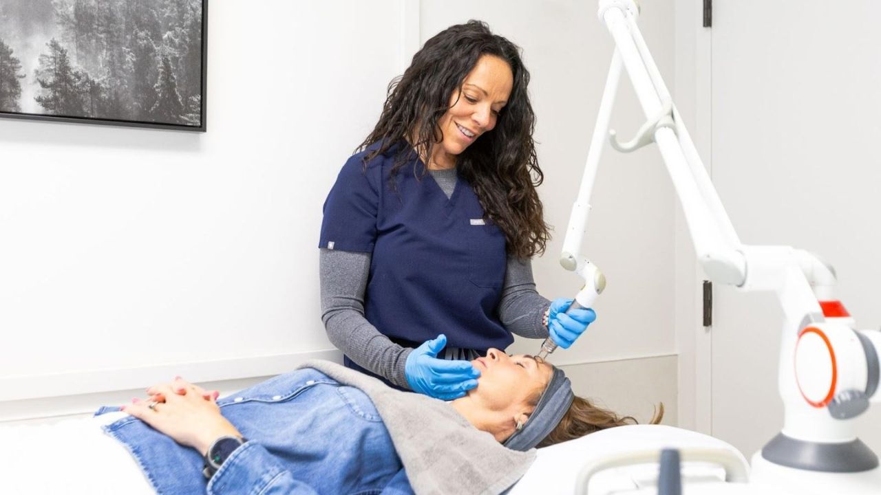 Patient getting skin treatments
